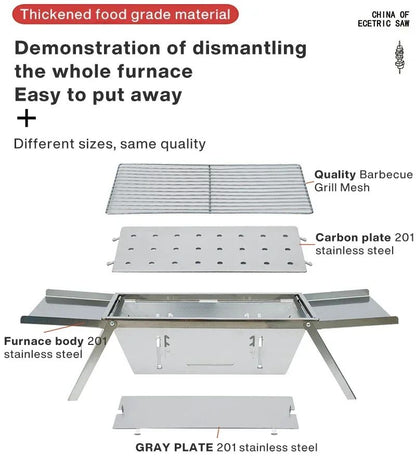 Stainless Steel Barbecue Stove Outdoor Charcoal Folding Barbecue Rack Household Small  Folding Carbon Barbecue Skewer Stove  bbq