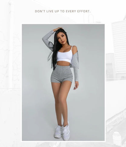 HELIAR Women High Waist A-line Shorts Thin Knit Sports Shorts For Women Casual Running Slim Bodycon Trousers 2025 Spring Summer