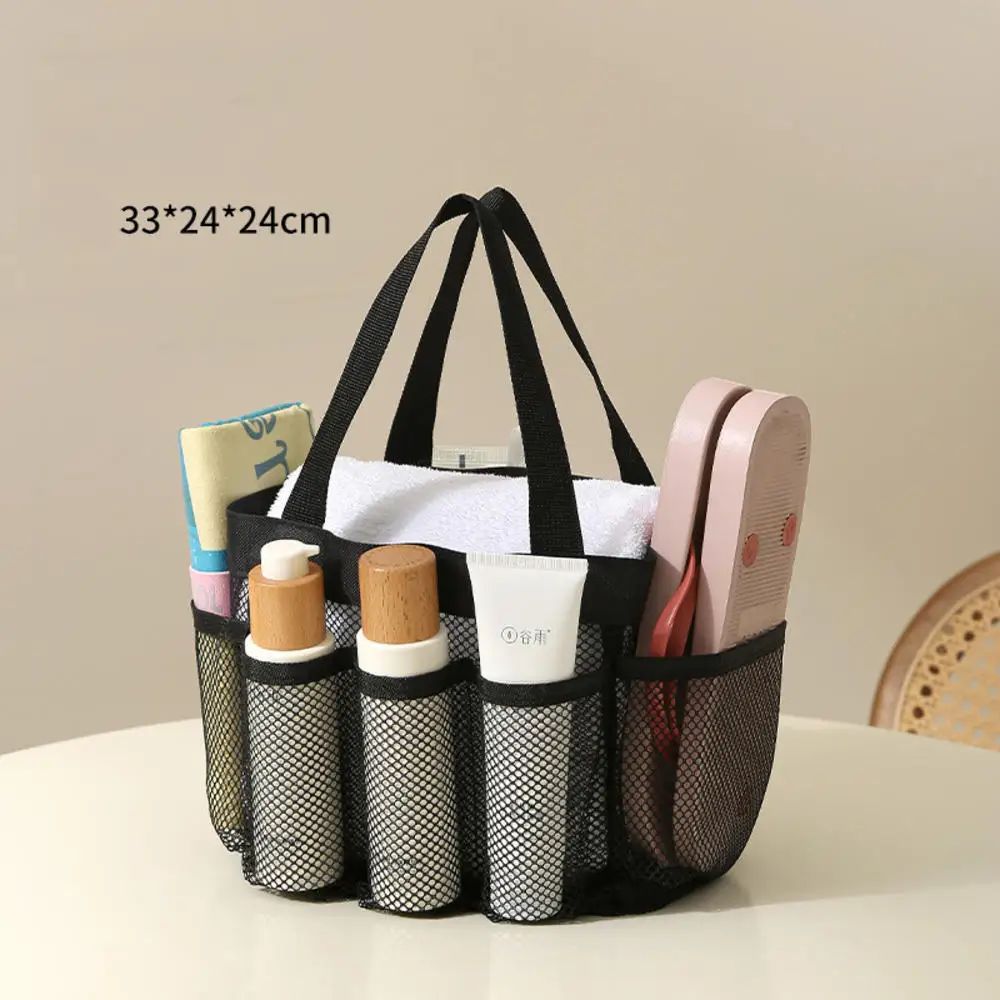 Transparent Mesh Cosmetic Tote Bag Beach Bathroom Shower Accessories Travel Portable Towel Toiletry Handbag Storage Organizer