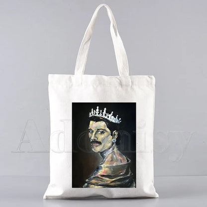 Freddie Mercury Tote Bag Unisex Canvas Bags Shopping Bags Printed Casual Shoulder Bag Foldable