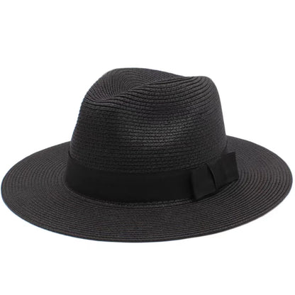 Large Size 56-58 59-60cm New Natural Panama Straw Hat Summer Men Women Wide Brim Beach UV Protection Fedora Sun Hat Wholesale