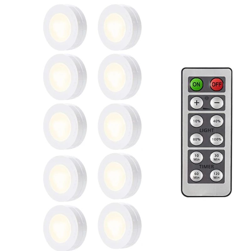 Luzes de LED Sem Fio com Controle Remoto Dimerizável a Pilha para Cozinha, Armário e Guarda-Roupa