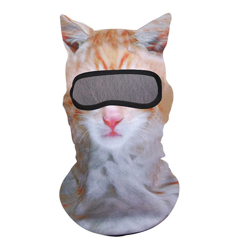 Cute 3D Cat Balaclava Full Face Hood for Men Women, Animal Ski Mask for Snowboard Motocross, Winter Warm Face Cover Gift