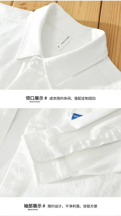 Cargo Shirt Men Spring Autumn Double Pocket Long Sleeve Shirts Male Casual Pure Cotton Orange Shirt Japanese Fashion Loose Shirt