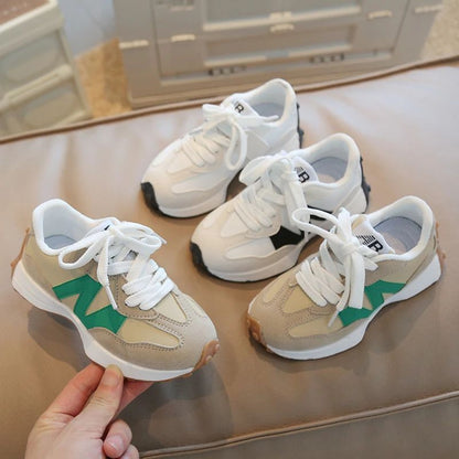 Children's Spring New Leather Upper Sneakers Kids Non-Slip Casual Shoes Boys Girls Soft Sole Students Tennis Toddler Sport Shoes