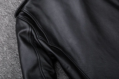 Spring Classical Motorcycle oblique zipper Jackets Men Leather Jacket Natural Calf Skin Thick Slim Cowhide Moto Jacket man