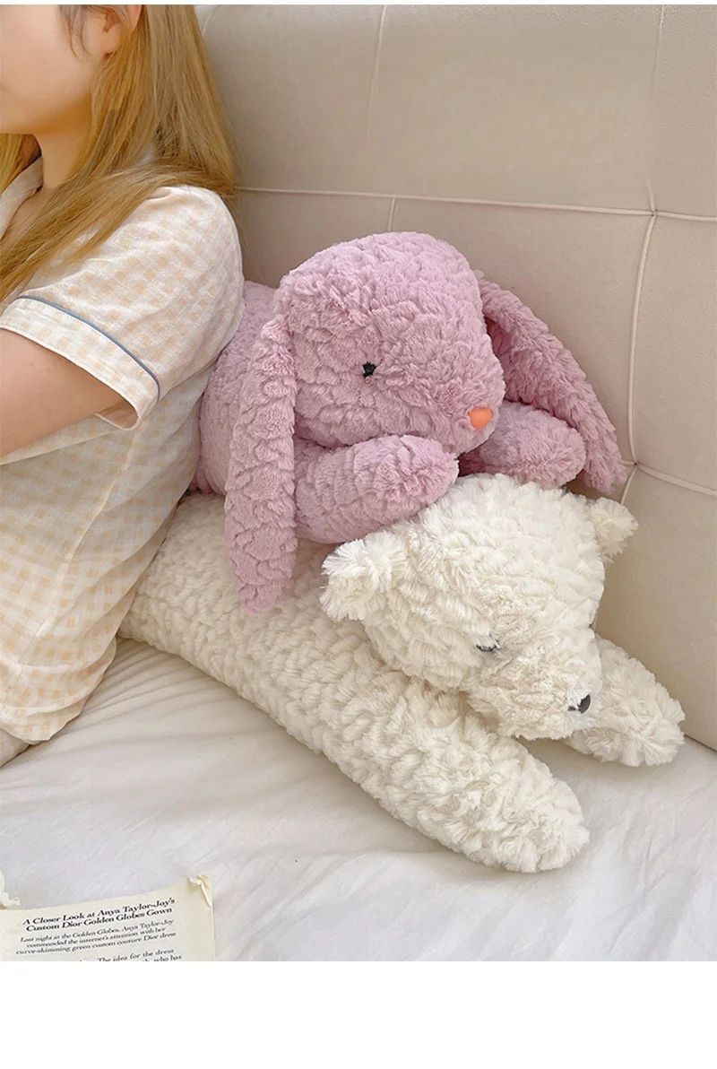 Long Rabbit Plush Body Pillow Large Cute Bear Stuffed Rabbit Sleeping Cushion Decorative Body Pillow Chair Back Cushion Decor