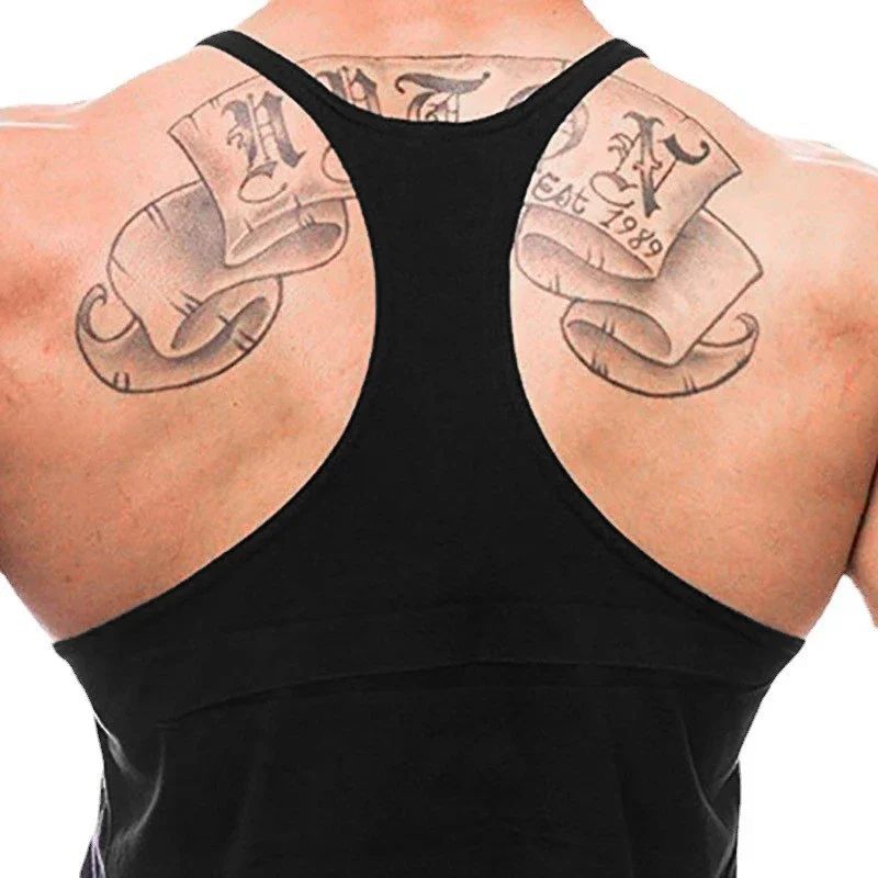 Plain Gym Fitness Bodybuilding Muscle Tank Tops Mens Running Sport Sleeveless Y-back Vests Summer Cool Cotton Breathable Shirts