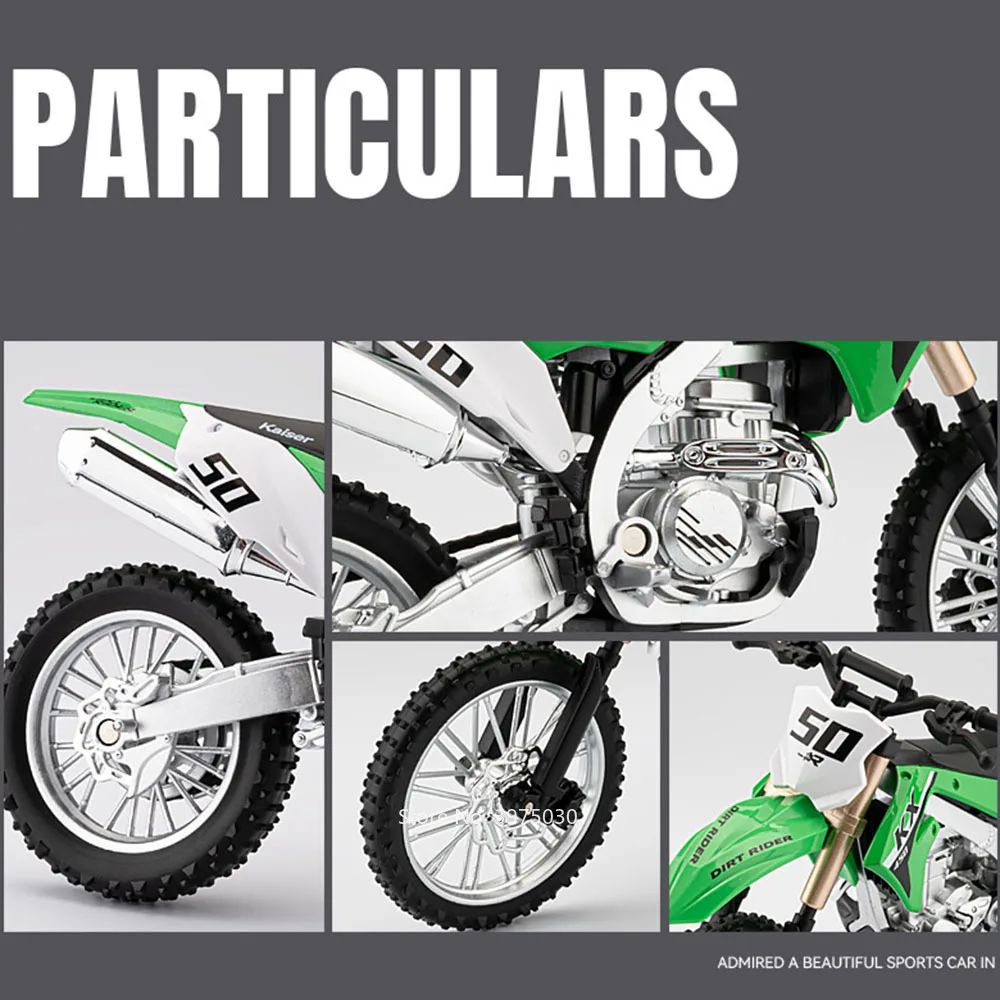 1:12 Kawasaki KX450 Motorcycle Car Toy Model Alloy Diecast Wheel Steering Miniature Mountain Off-road Motorcycles Boys Xmas Gift