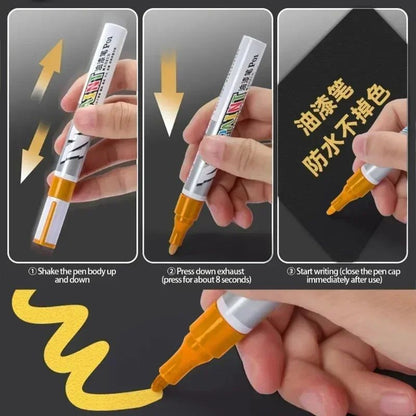 Caneta de retoque para arranhões de pintura de carro caneta de tinta à prova d'água marcador de tinta para cuidado de pneu automotivo preto branco vermelho prata