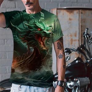 Men's 2022 Skull 3D Printing T-Shirt Men's Casual Sports T-Shirt Short Sleeve Summer New Quick Dry Tough Guy Army Green Top 6XL