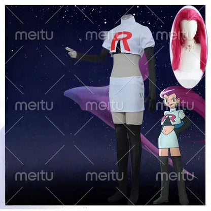 Game Team Rocket Cosplay Jessie Musashi James Kojirou Costume Halloween Anime Accessories Wig Full Set Roleplay Cos Sportwear