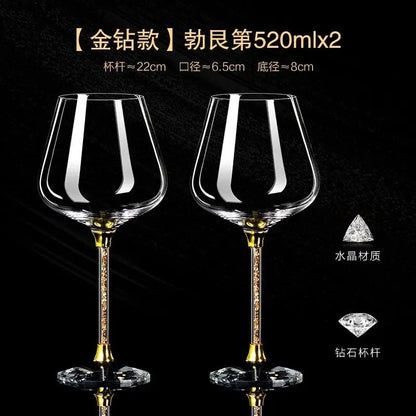 Conjunto 2 Peças Taças de Cristal Luxo Vinho Tinto Copos Altos para Festa Champanhe Flute Copos de Beber