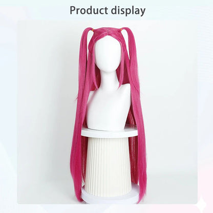 Anime Kpop: Demon Hunters Mila Cosplay Synthetic Hair 38-Inch Rose Red Straight Hair Halloween Daily Party Realistic Scalp Wig