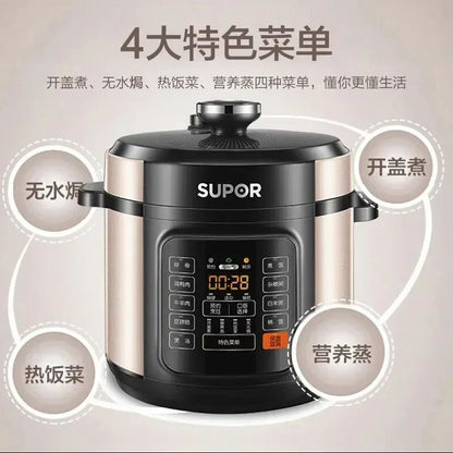 Panela de pressão elétrica Supor, panela de pressão doméstica com tanque duplo 6L de grande capacidade multifuncional para 5-8 pessoas