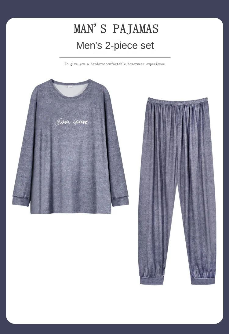 Cotton Pajamas Men Spring and Fall Long-Sleeved Long Pants Korean Version of the Loose Homewear Solid Sleepwear Loungewear Large