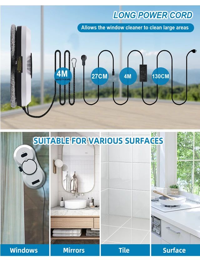 UPS System Robot Window Cleaner Vacuum Smart Home Appliance Auto Clean Glass Windows Washer Window Washing Electric Floor Mops