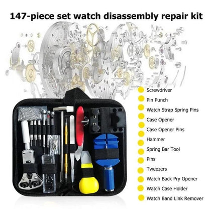 Kit de Ferramentas para Reparo de Relógios Removedor de Pinos de Pulseira Abridor de Caixa Removedor de Pinos de Mola Substituição de Bateria de Relógio Conjunto de Agulhas de Pulseira Acessórios