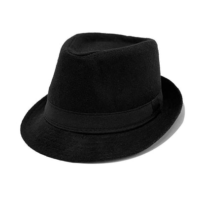 New Fashion Casual Topper for Men British Fashion Black Jazz Hat Wool Versatile Middle-aged Elderly Hat Elegent Trend Fedoras