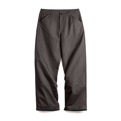 Maden Vintage Solid Logging Pants Versatile Cotton Straight Casual Lumberjack Pants with Zipper Fly and Pockets Trousers for Men