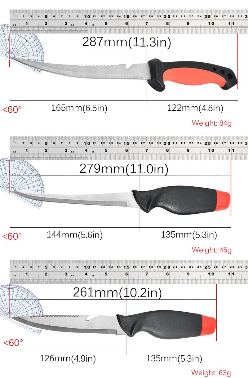 Faca Afiada para Peixe Cabo Oco de Plástico Faca de Filé de Peixe Faca de Desossar Aço Inoxidável Cutelo de Carne Descascador de Frutas de Cozinha