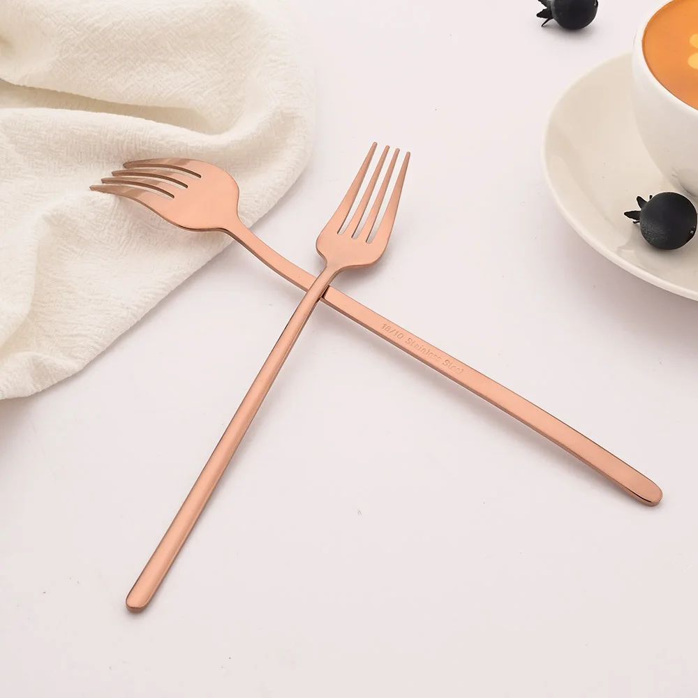 8 Garfos de Jantar Pretos Talheres Aço Inoxidável 18/10 Utensílios de Cozinha Ocidentais Conjunto de Garfos para Restaurante