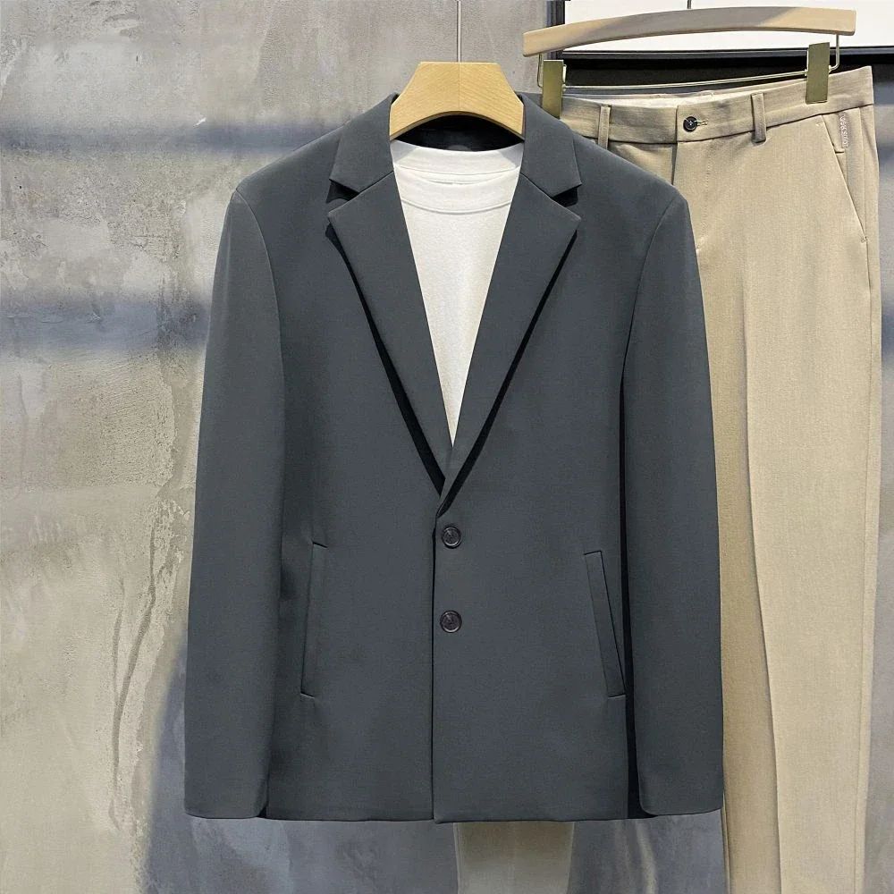 Jacket for Men Dress Jackets Coats Double Breasted Black Business Man Suits and Blazers Simple New in Korean Style Clothes 2025