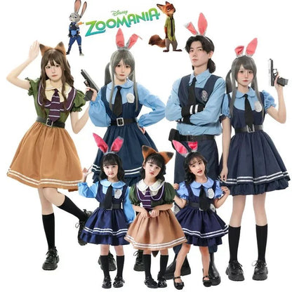 New Animal Judy Hopps Halloween Cosplay Costume For City Rabbit Police Officer Zoo Costume Fancy Dress Up Gifts Adult Children