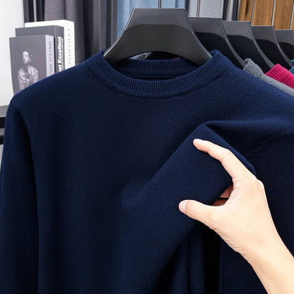 2025 New Men's Casual Sweater Round Neck Long Sleeve Knitted Sweater Diamond Pattern Fashion Versatile Top