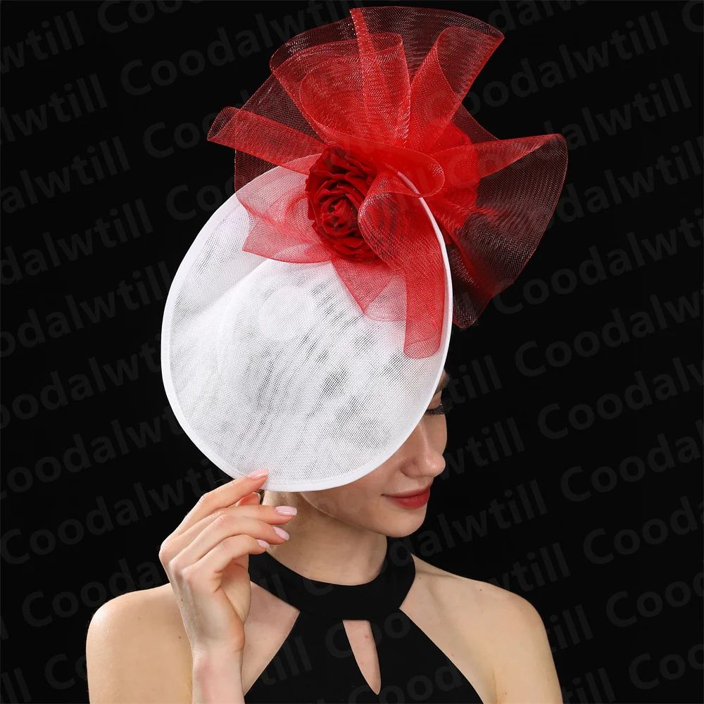 Fascinator Feminino Azul Marinho Chic Chapéu Elegante para Royal Ascot Millinery Noiva Casamento Coquetel Acessórios de Cabelo Véus e Acessórios para Cabeça