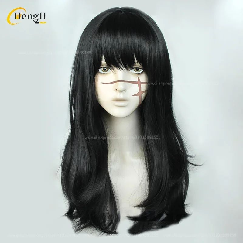 2 Estilos Mitaka Asa Peruca Sintética Anime Longa 65cm Preta Perucas Cosplay Com Adesivo Resistente Ao Calor Cabelo Festa Perucas Unissex + Touca de Peruca