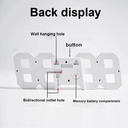 3D LED Digital Wall Clock RGB Modern Design Living Room Decor Date/Temperature Table Alarm Nightlight Brightness Desktop Clocks