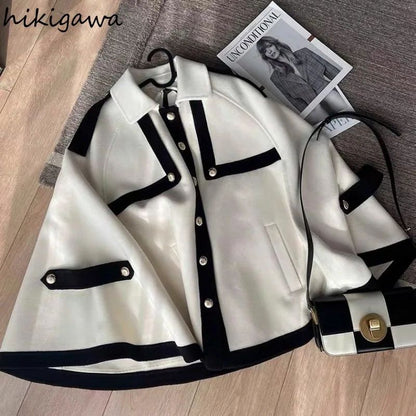 Wool Coats Women Fashion Temperament Cloak Coat Female Oversized Outwear 2025 Ropa Mujer Solid Color Korean Sweet Jackets Tops