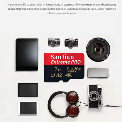 2025 Original TF Flash Card 1TB SD Card 128GB 256GB High Speed Micro TF/SD 512GB High Capacity Memory Card for Laptops/PC/MAC