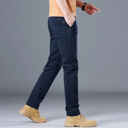 2024 Men's High Quality Pure Cotton Classic Solid Color Casual Pants Business Stretch Cotton Slim Straight Brand Trousers Male