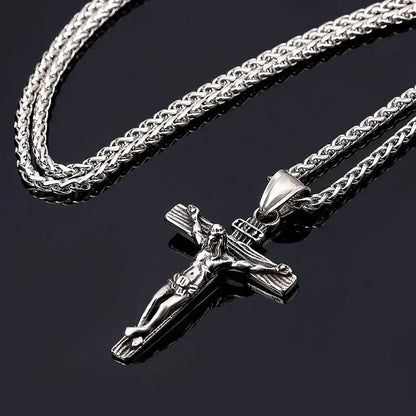 Novo Colar Religioso de Cruz de Jesus para Homens, Pingente de Cruz Banhado a Ouro da Moda com Corrente, Joias de Presente para Homens e Mulheres
