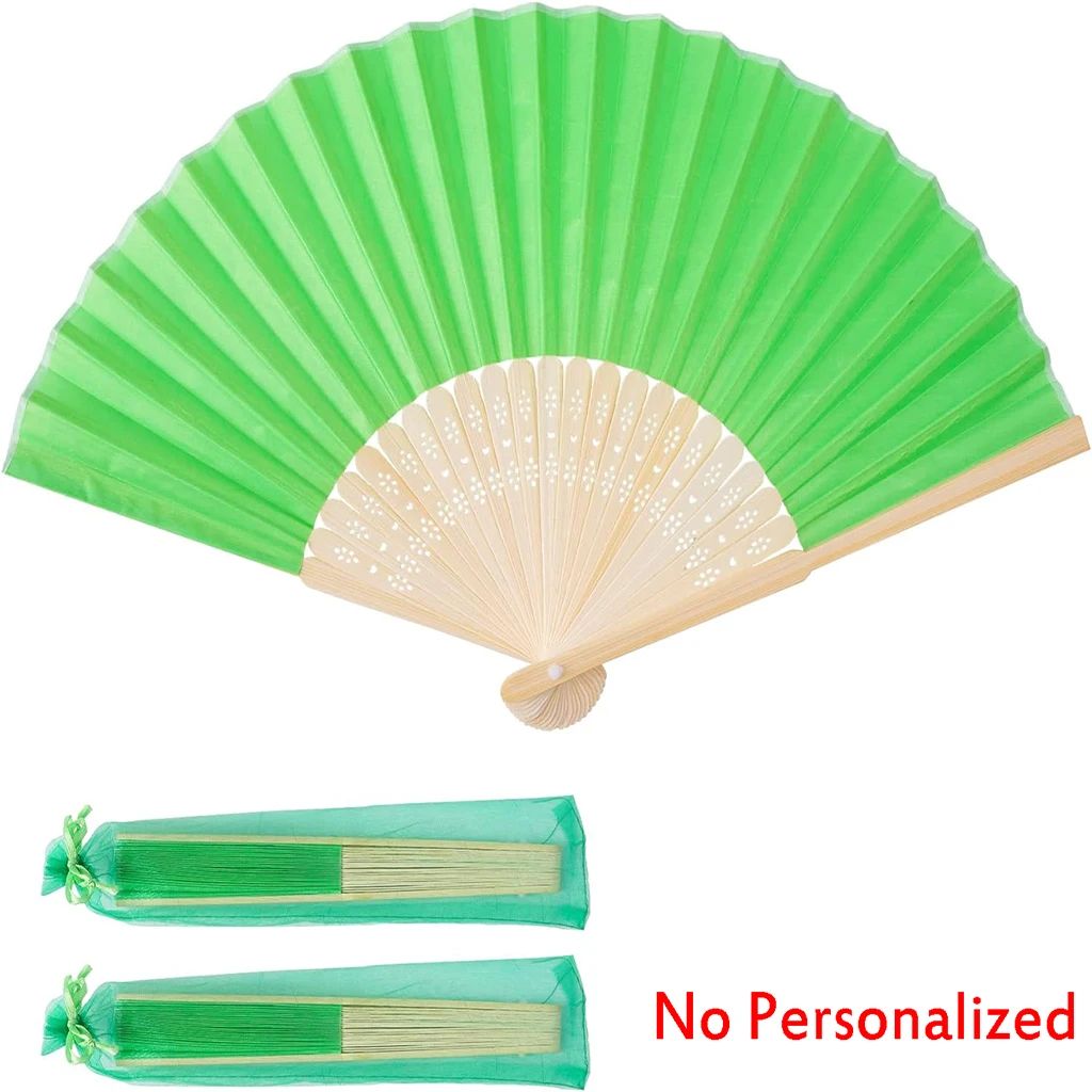 10-60Pcs Personalized Engraved Multicolor Folding Silk Hand Fan with Organza Gift Bag Wedding Party Supplies Bulk Purchase Boda