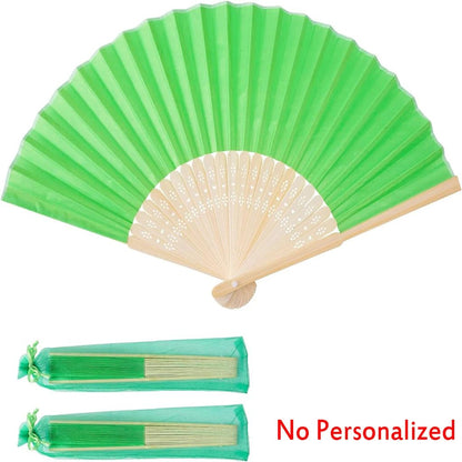 10-60Pcs Personalized Engraved Multicolor Folding Silk Hand Fan with Organza Gift Bag Wedding Party Supplies Bulk Purchase Boda
