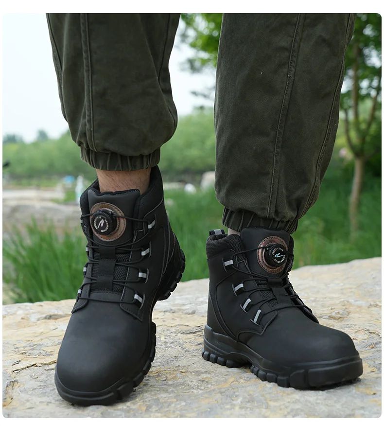Botas de segurança masculinas à prova d'água, indestrutíveis, com biqueira de aço, anticorte, resistentes a perfurações, sapatos de segurança para motociclistas, Botas Para Hombre