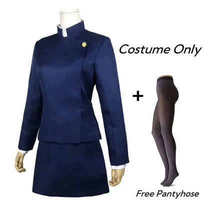 Jujutsu Kaisen Maki Zenin Cosplay Costume Maki Zenin Glasses Wig Top Skirts Full Set Maki Halloween  Party Uniform for Women Men