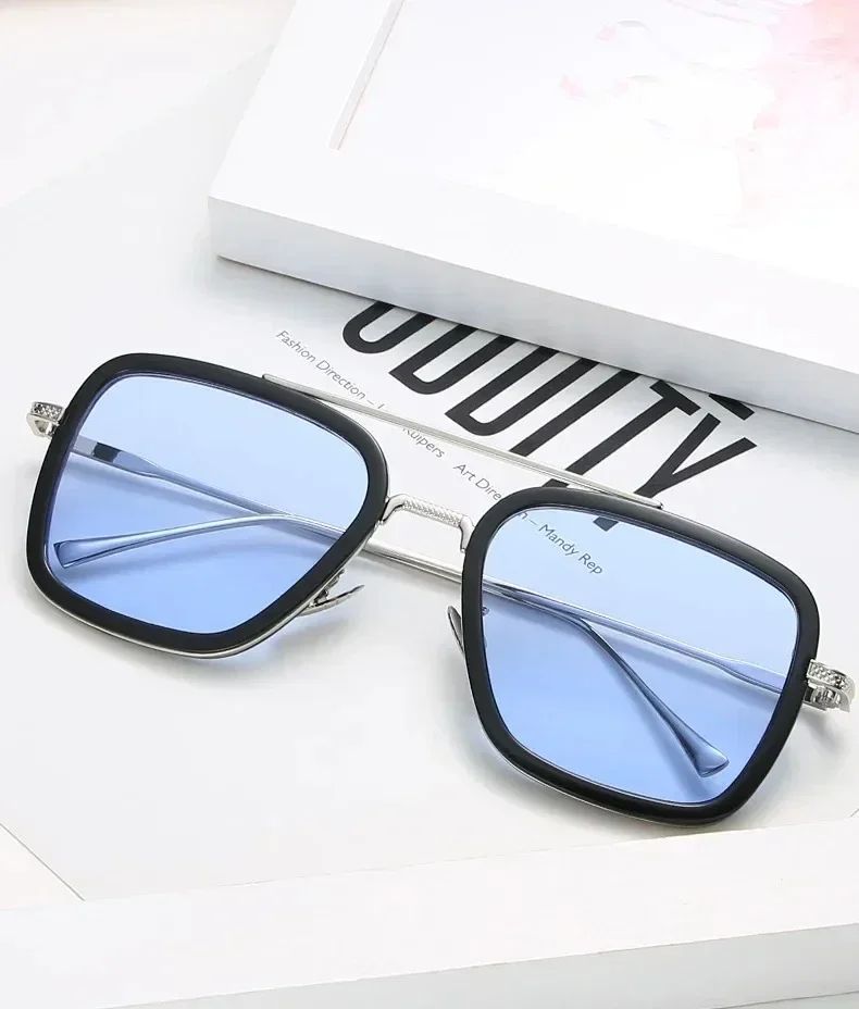 Tony Stark Sunglasses Iron Man Sun Glasses Vintage Square Metal Frames Men Sun Glasses Women's Driving Eyewear UV400 Glasses