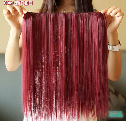 9 Cores Cabelo Sintético Liso Clip de Extensão de Cabelo Vermelho Rosa Branco Peruca de Cosplay Cabelo Arco-Íris Natural