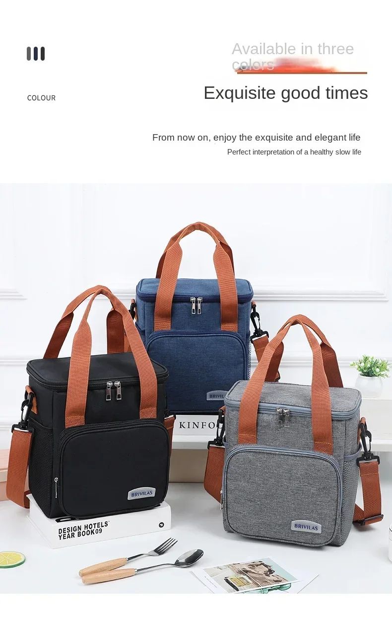 Large Capacity Lunch Bag Thermal Insulation Thickened Waterproof Bags Portable With Handle Crossbody Bag Waterproof Oxford Cloth