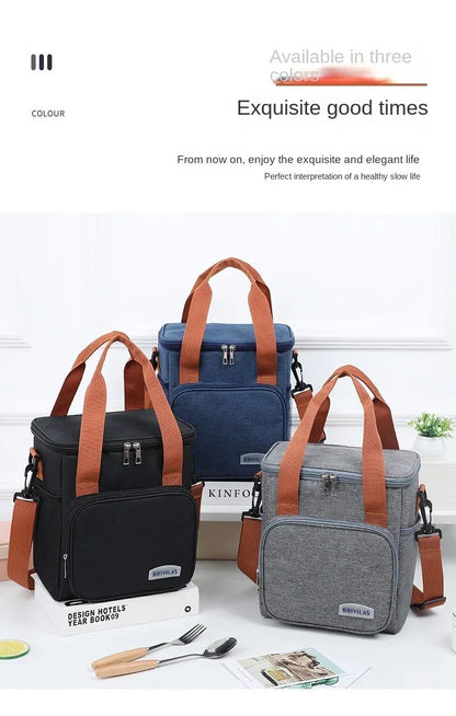 Large Capacity Lunch Bag Thermal Insulation Thickened Waterproof Bags Portable With Handle Crossbody Bag Waterproof Oxford Cloth