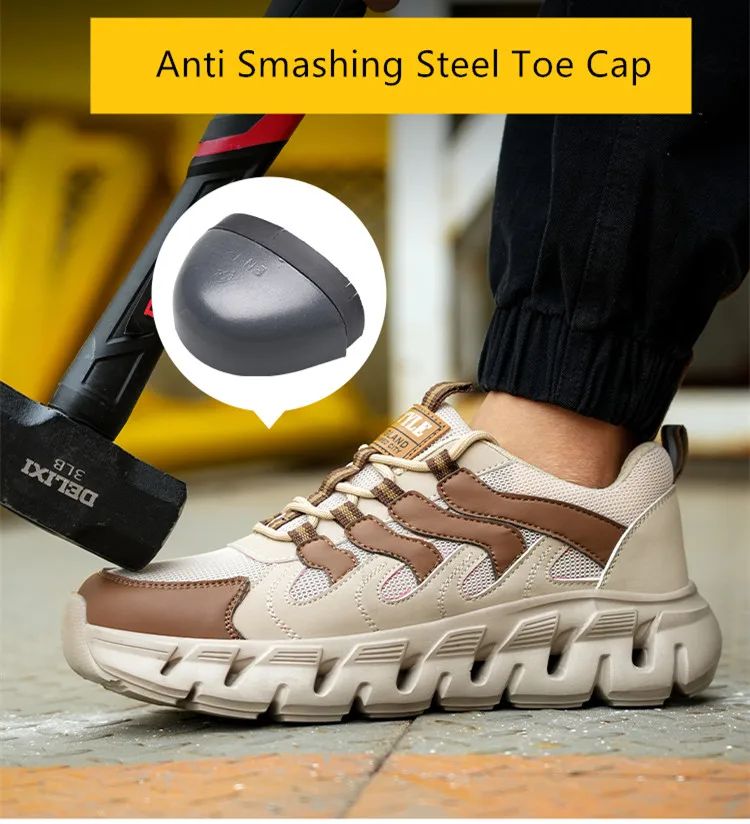 Light work shoes for men with iron professional man safety shoes non-slip work boots men steel nose safety sneakers man 46