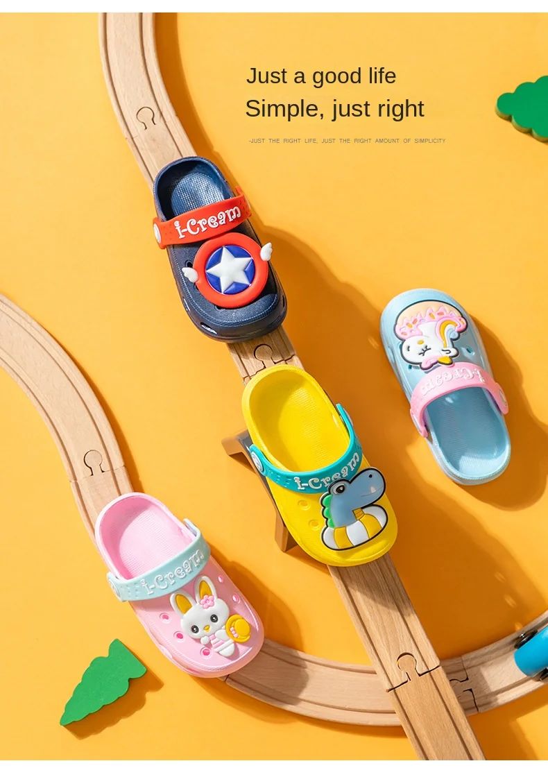 Summer Kids Sandals Hole Children's Shoes Slippers Soft Anti-Skid Cartoon DIY Design Hole Baby Shoes Sandy Beach For Boys Girls