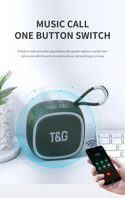 Caixa de som Bluetooth T&G TG659 Mini Sem Fio Potente à Prova D'água TWS Bluetooth 5.3 com Alto-falante HIFI e Suporte para Cartão TF e Rádio