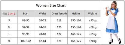 Halloween Party Dress Up Blue Maid Uniform COS Anime Costumes Alice in Wonderland Super Cute Maid Outfit Cosplay Dress