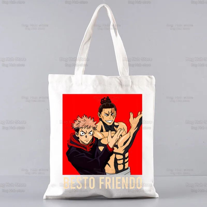 Gojo Satoru Jujutsu Kaisen Otaku Women Men Handbags Canvas Tote bags Reusable Cotton High capacity Shopping Bag