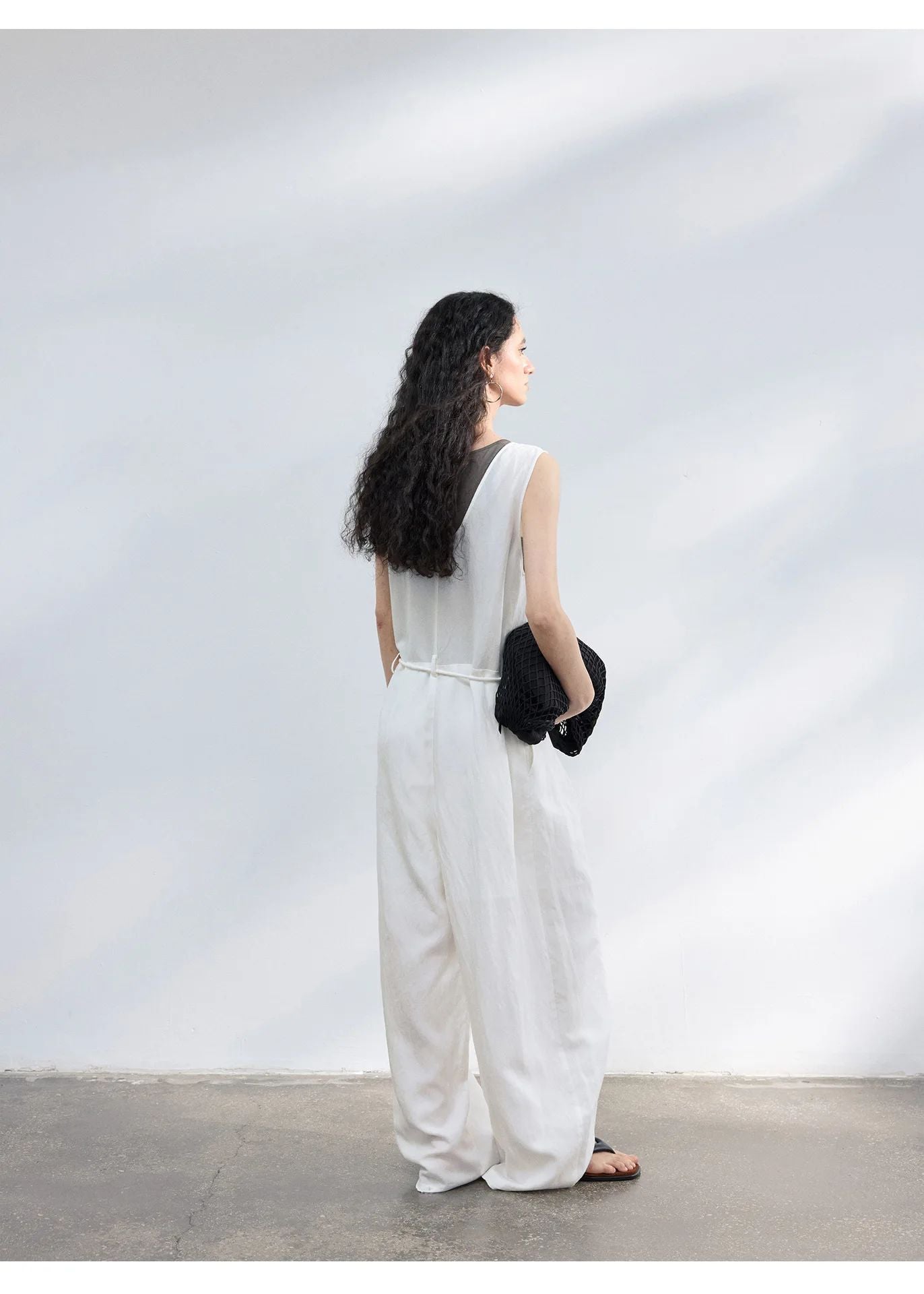 Colne U-Neck Linen Blend Vest And Knife Pleat One-Piece Pants Women's Fashion Design Sensation Tianli Material Long Pants